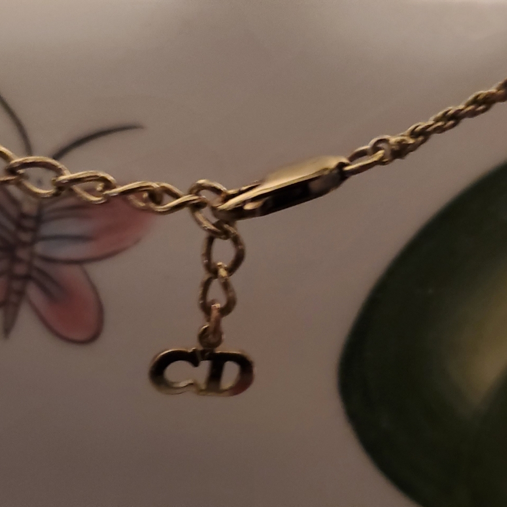 Christian Dior Gold Plated Queen 2 Crystals Heart Pendant/Wristlet /Scarf⚜️❤️⚜️ - Picture 6 of 9